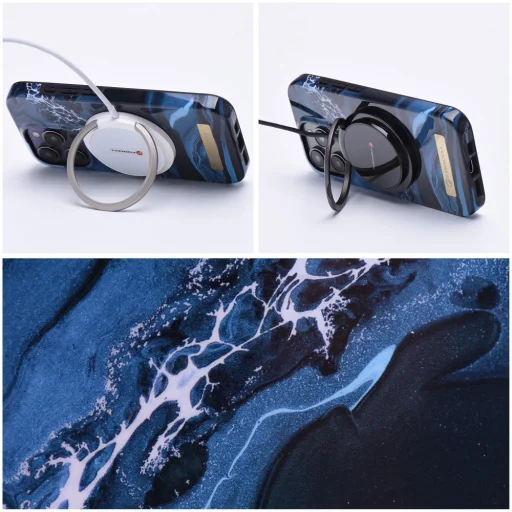 FORCELL F-PROTECT Mirage tok kompatibilis MagSafe-fel az IPHONE 15 Plus-hoz ocean marble - 5