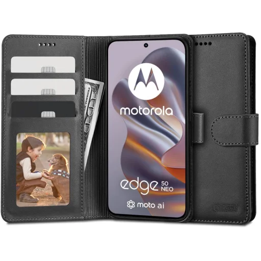 Tech-protect Wallet Motorola Edge 50 Neo / 60 Neo Fekete Tok - 1