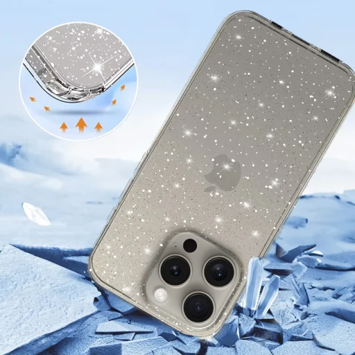 Crystal Glitter tok iPhone 16 Pro Silver tok - 3