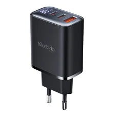 Mcdodo CH-2180 digitális kijelzős hálózati töltő 2xUSB-C + USB-A, 30W (fekete)