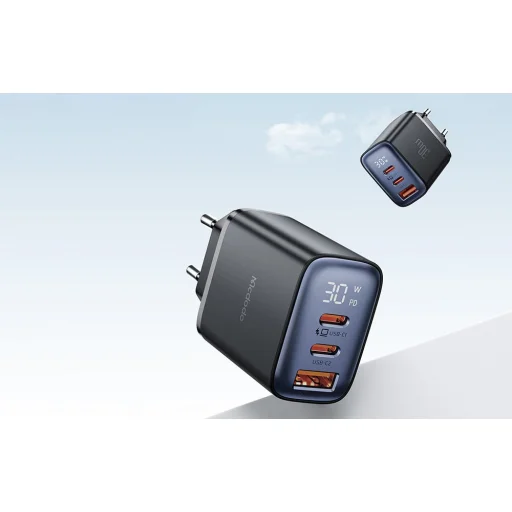 Mcdodo CH-2180 digitális kijelzős hálózati töltő 2xUSB-C + USB-A, 30W (fekete) - 4