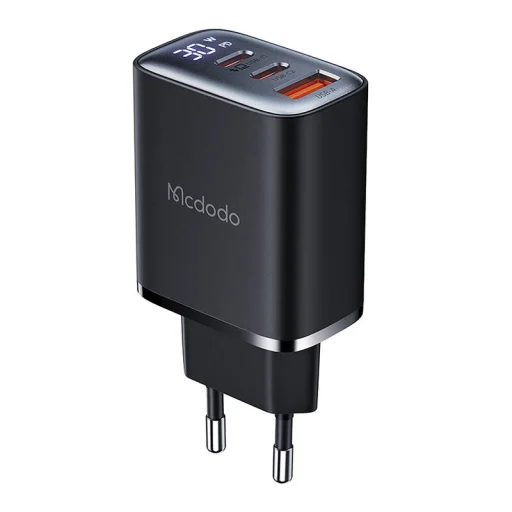 Mcdodo CH-2180 digitális kijelzős hálózati töltő 2xUSB-C + USB-A, 30W (fekete) - 1