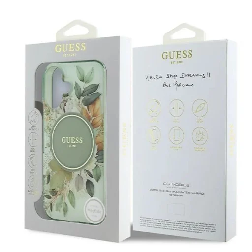  iPhone 16 zöld Guess IML Flower & Tonal Circle MagSafe tok - 8