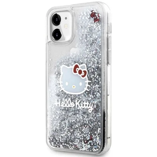 Hello Kitty Liquid Glitter Charms Kitty Head tok iPhone 11 - Ezüst - 2