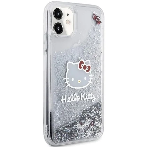 Hello Kitty Liquid Glitter Charms Kitty Head tok iPhone 11 - Ezüst - 4