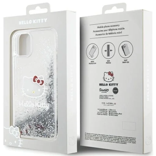 Hello Kitty Liquid Glitter Charms Kitty Head tok iPhone 11 - Ezüst - 8