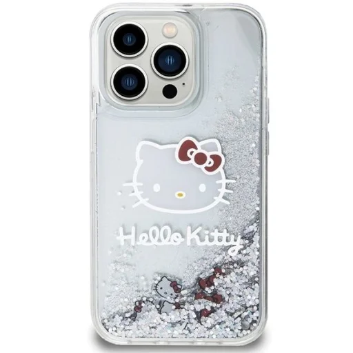 Hello Kitty Liquid Glitter Charms Kitty Head tok iPhone 15 Pro - ezüst - 3