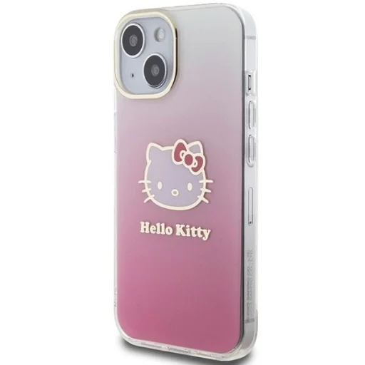 Hello Kitty IML Gradient Electrop Kitty Head tok iPhone 15 - rózsaszín - 2