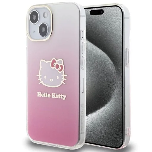 Hello Kitty IML Gradient Electrop Kitty Head tok iPhone 15 - rózsaszín - 1