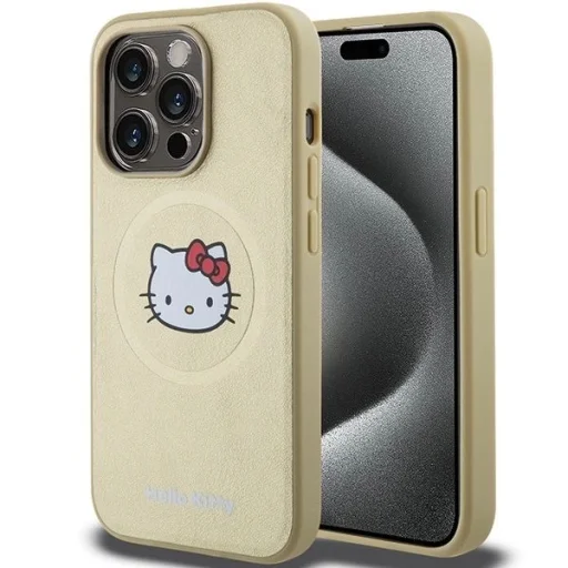 Hello Kitty bőr Kitty Head MagSafe tok iPhone 13 Pro - arany - 1