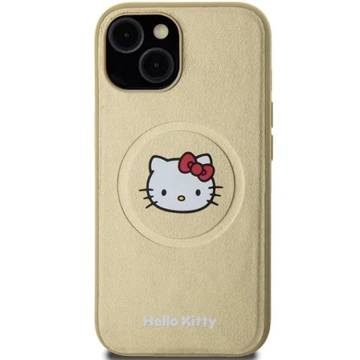 Hello Kitty bőr Kitty fej MagSafe tok iPhone 15 - arany - 3