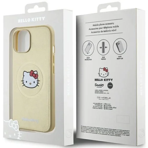 Hello Kitty bőr Kitty fej MagSafe tok iPhone 15 - arany - 8