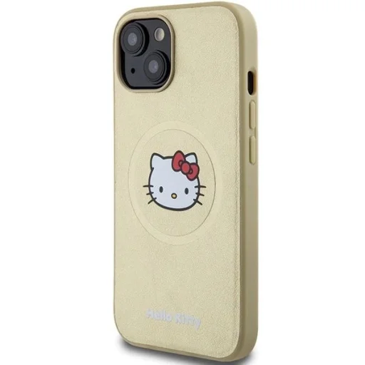 Hello Kitty bőr Kitty fej MagSafe tok iPhone 15 - arany - 2