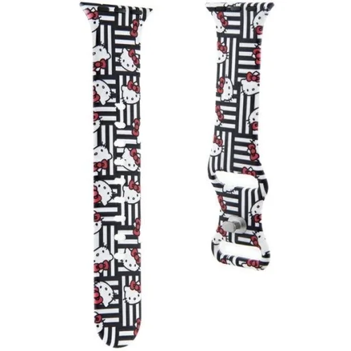Hello Kitty Szilikon Fejek & Csíkok Szíj Apple Watch 38/40/41mm - Fekete - 3
