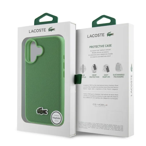  iPhone 16 Zöld Lacoste Iconic Petit Pique Woven Logo MagSafe tok - 6