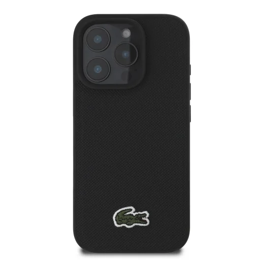 Lacoste Iconic Petit Pique Tkané Logo MagSafe puzdro iPhone 16 Pro Max Čierne - 2
