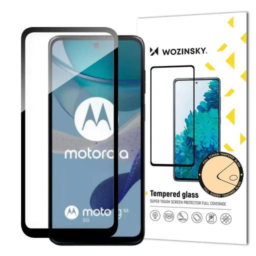 Tartós Wozinsky Teljes Ragasztású Edzett Üveg Motorola G53 teljes képernyős kerettel - Fekete üvegfólia - 1