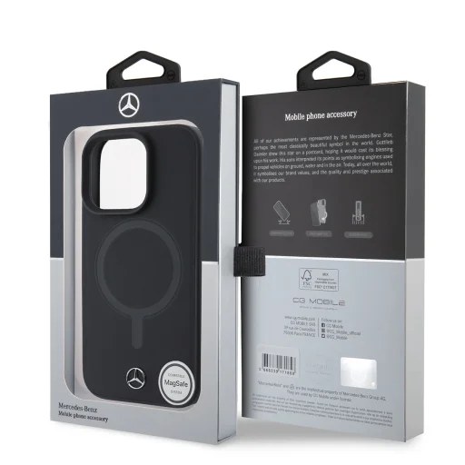  Mercedes Sima Bőr MagSafe tok iPhone 16 Pro Fekete - 6