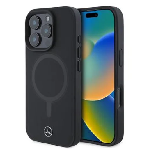  Mercedes Sima Bőr MagSafe tok iPhone 16 Pro Fekete - 1