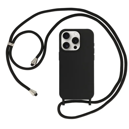 Silikónové puzdro s remienkom iPhone 13 Pro Max design 1 čierne - 1