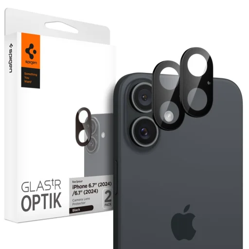 SPIGEN OPTIK GLAS.TR KAMERAVÉDŐ 2-PACK IPHONE 16 / 16 PLUS FEKETE, üvegfólia - 1