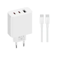 Xiaomi 2C1A (2xUSB-C,1xUSB-A) 65W GaN utazó töltő Fehér (Szervizcsomag)