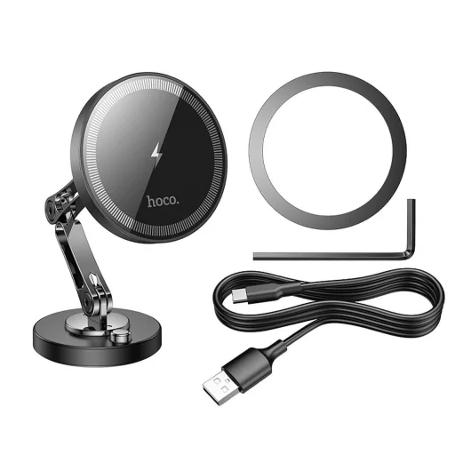 HOCO autós tartó vezeték nélküli töltéssel középkonzolhoz kompatibilis MagSafe 15W HW26 fekete - 5