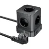 HOCO multifunkcionális elosztó 5 aljzat + 3 x USB A + Type C EU szabványok 4000W PD QC 3A NS8 2 m fekete thumbnail