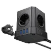 HOCO multifunkcionális elosztó 5 aljzat + 3 x USB A + Type C EU szabványok 4000W PD QC 3A NS8 2 m fekete thumbnail