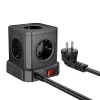 HOCO multifunkcionális elosztó 5 aljzat + 3 x USB A + Type C EU szabványok 4000W PD QC 3A NS8 2 m fekete thumbnail