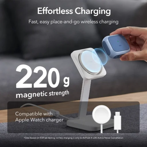 APPLE Airpods 4 ESR ORBIT HALOLOCK MAGSAFE KÉK TOK - 3