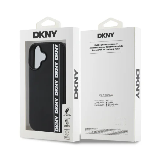  iPhone 16 Fekete DKNY 3D Rubber Repeat Logo Line tok - 6