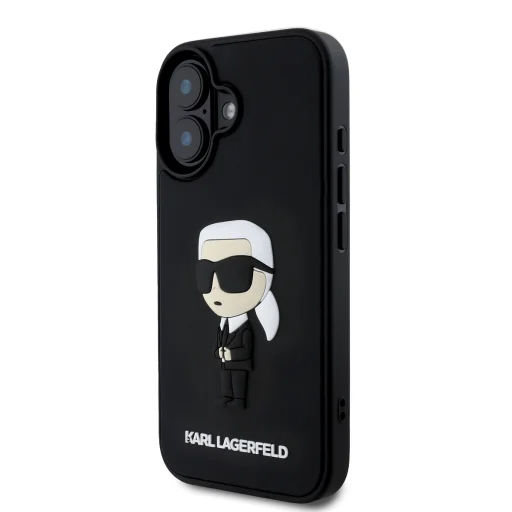 iPhone 16 Fekete Karl Lagerfeld 3D Rubber Ikonik tok - 3