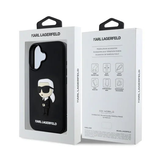  iPhone 16 Fekete Karl Lagerfeld 3D Rubber Ikonik tok - 6