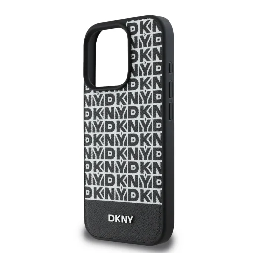  iPhone 16 Pro Max Fekete DKNY PU Bőr Ismétlődő Minta Alsó Csík MagSafe tok - 4