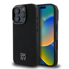  iPhone 16 Pro Max Fekete DKNY PU Bőr Stack Logo Magsafe tok