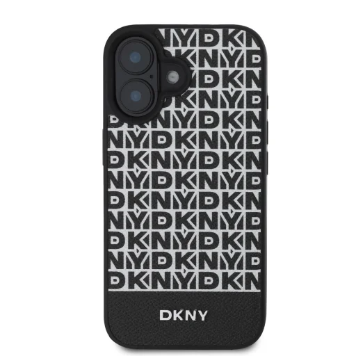  iPhone 16 Plus Fekete DKNY PU Leather Repeat Pattern Bottom Stripe MagSafe tok - 2