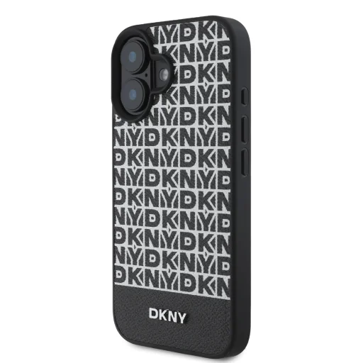  iPhone 16 Plus Fekete DKNY PU Leather Repeat Pattern Bottom Stripe MagSafe tok - 3