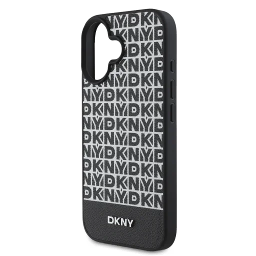  iPhone 16 Plus Fekete DKNY PU Leather Repeat Pattern Bottom Stripe MagSafe tok - 4