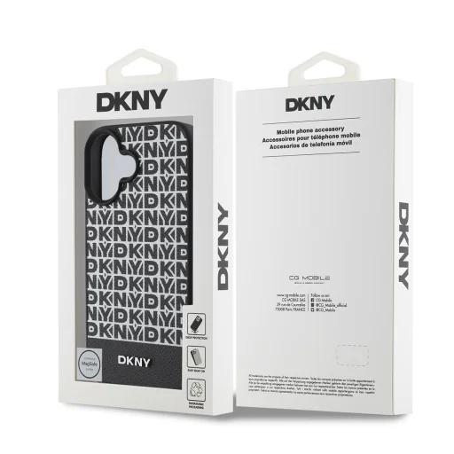 iPhone 16 Plus Fekete DKNY PU Leather Repeat Pattern Bottom Stripe MagSafe tok - 6