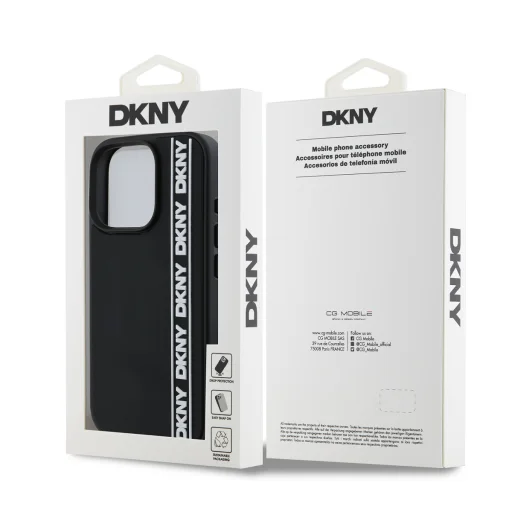  iPhone 16 Pro Max Fekete DKNY 3D Rubber Repeat Logo Line tok - 6