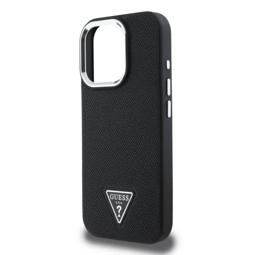  iPhone 16 Pro Fekete Guess PU Grained Triangle Logo tok Magsafe - 4