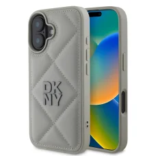  iPhone 16 Plus Szürke DKNY PU bőr steppelt logós tok