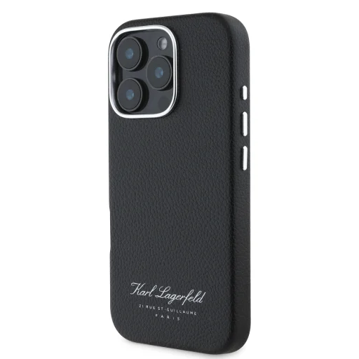  iPhone 16 Pro Fekete Karl Lagerfeld szemcsés PU Hotel RSG tok - 3
