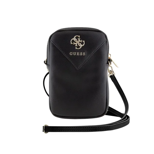 Guess PU Grained 4G Metal Logo Wallet Phone Bag Zipper Fekete - 4