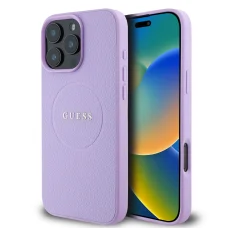  iPhone 16 Pro lila Guess PU Grained Classic Logo MagSafe tok