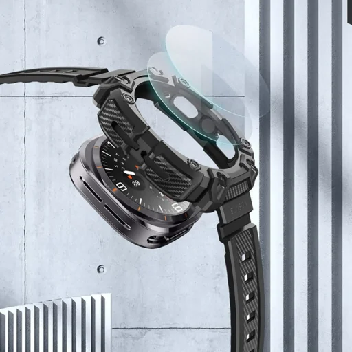  Samsung Galaxy Watch Ultra (47 mm) Fekete SUPCASE Iblsn Armorbox & Tempered Glass 2-Pack tok és üvegfólia - 3