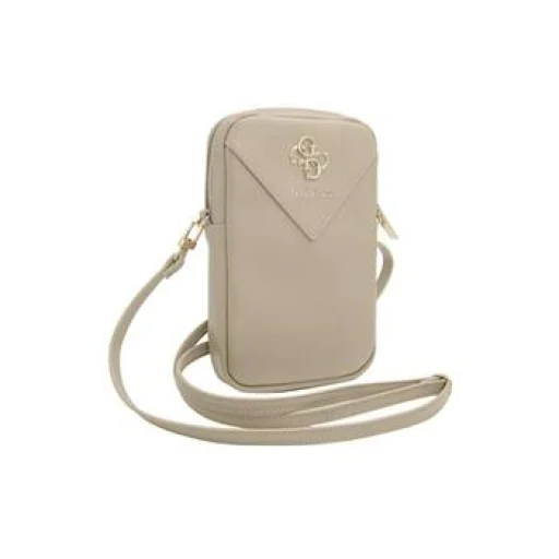 Guess PU Grained 4G Metal Logo Wallet Phone Bag Zipper Gold - 1