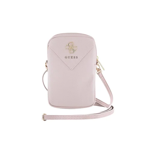 Guess PU Grained 4G Metal Logo Wallet Phone Bag Zipper Pink tok - 2