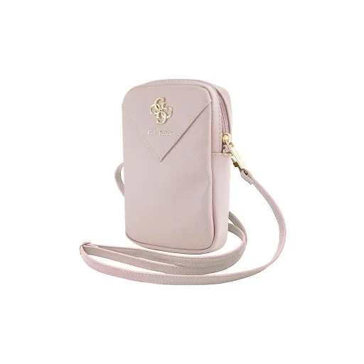 Guess PU Grained 4G Metal Logo Wallet Phone Bag Zipper Pink tok - 3